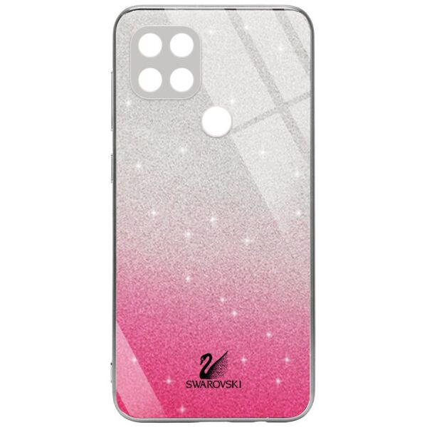 

TPU+Glass чехол Swarovski Full Camera для Oppo A15s / A15 Малиновый