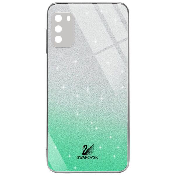

TPU+Glass чехол Swarovski Full Camera для Xiaomi Poco M3 Бирюзовый