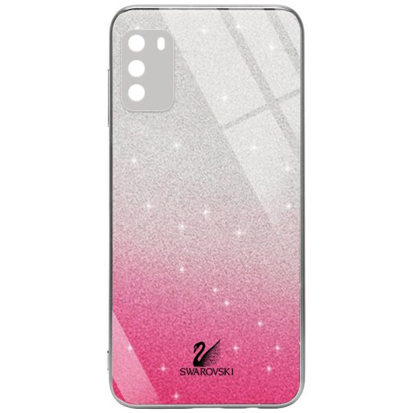 

TPU+Glass чехол Swarovski Full Camera для Xiaomi Poco M3 Малиновый