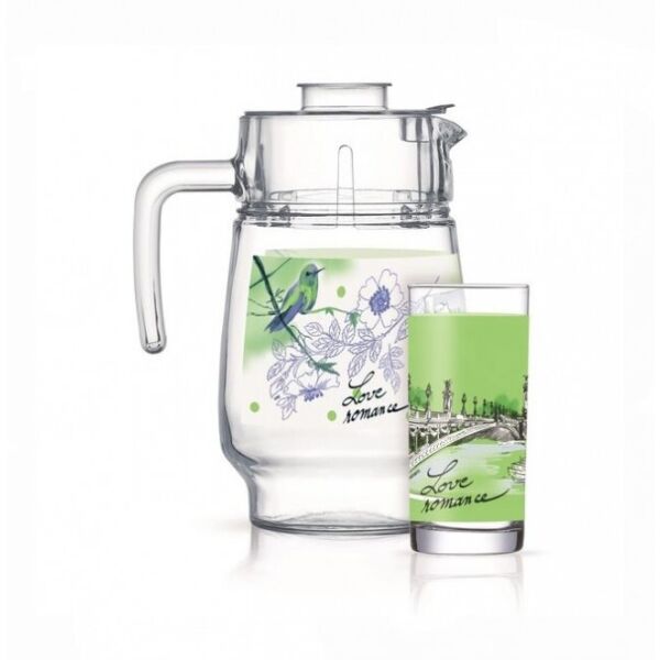 

Набор Luminarc Love Romance Green 7пр (кувшин 1800 мл + 6ст 270 мл) (Q5668)