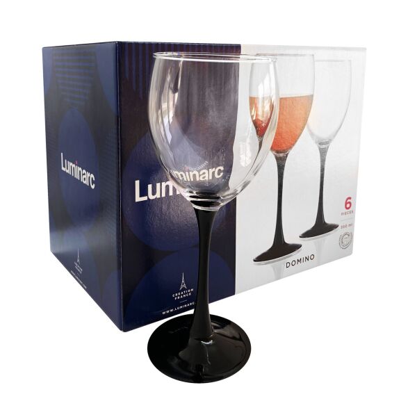 

Набор бокалов Luminarc Домино для вина на черной ножке 350 мл 6 шт (J0015)