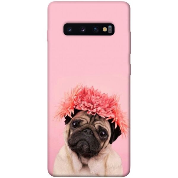 

Чехол itsPrint Мопс с цветами для Samsung Galaxy S10+