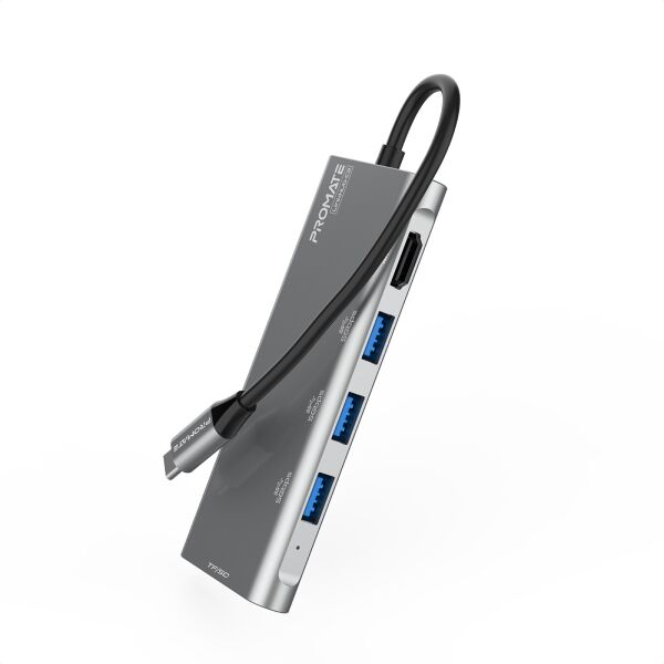

USB-C хаб 6-в-1 Promate LinkHub-C2 HDMI/3xUSB 3.0/SD/MicroSD Grey (linkhub-c2.grey)