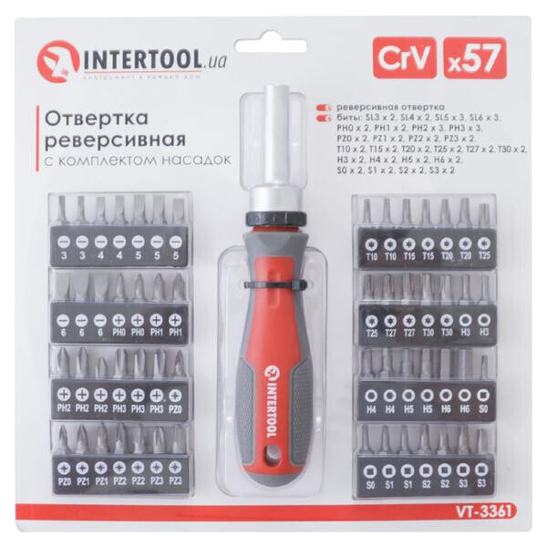 

Отвертка Intertool - реверсионная Pro 57 ед.(VT-3361)