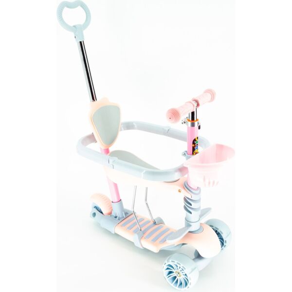

Самокат с ручкой Scooter NEW HH12M-1 с бортиком Бирюзовый с персиковым