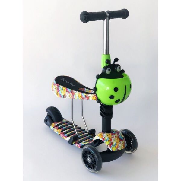 

Самокат-беговел 2 в 1 Scooter Pro PP3 Божья Коровка Черный с салатовым