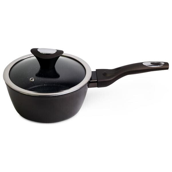 

Ковш антипригарный Kamille - 180 мм x 1,8 л Black Marble с крышкой(4107)