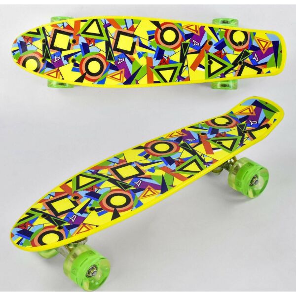 

Скейт Best Board Р 11002 с ярким рисунком доска 55 см, колёса PU, светятся желтый