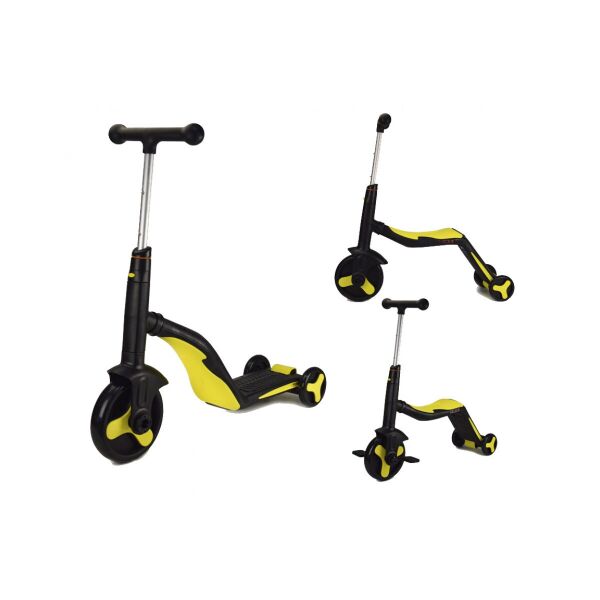 

Самокат-велобег-велосипед Best Scooter 3в1 чёрный с жёлтым
