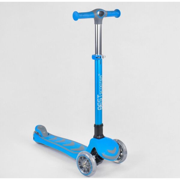 

Самокат трехколесный 38603 Best Scooter ГОЛУБОЙ складной алюминиевый руль и 4 колеса PU со световым эффектом