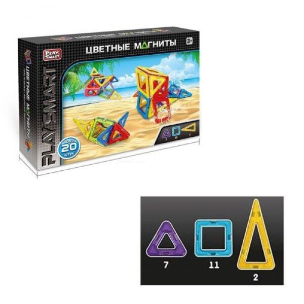 

Детский конструктор магнитный "Цветные магниты" Play Smart 2467 (20 деталей)