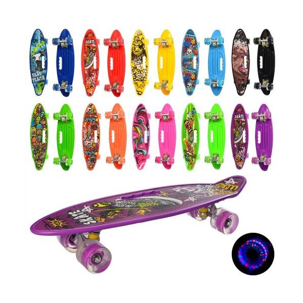 

Скейт пенниборд Penny Board Profi с ручкой, светящиеся колеса