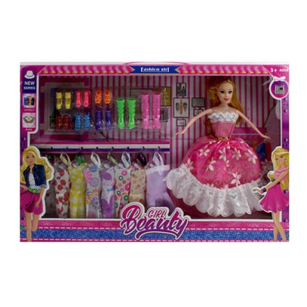 

Игровой набор с куклой 5088D 28см, 9 платьев, обувь