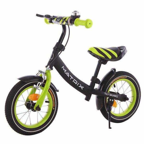 

Детский велобег с ручным тормозом 12' Tilly Balance Matrix T-21259 Green, звонок, подножка