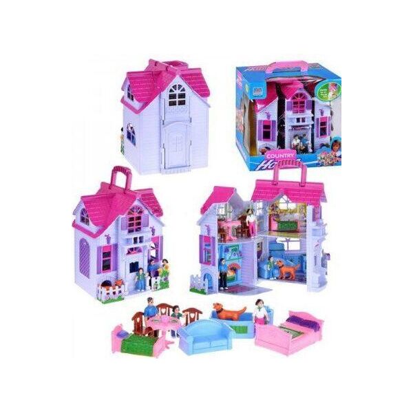 

Двухэтажный игрушечный домик с фигурками и мебелью PL519- (F611), в коробке