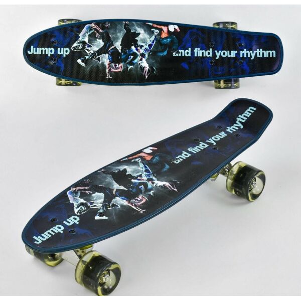 

Скейт Best Board Р 13780 пенни борд с рисунком доска 55 см, колёса PU, светятся темно синий