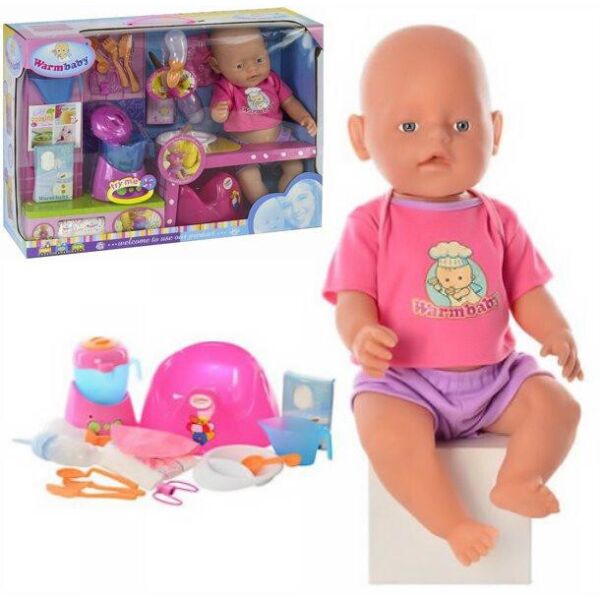 

Пупс функциональный Warm Baby RT 05053 с аксессуарами