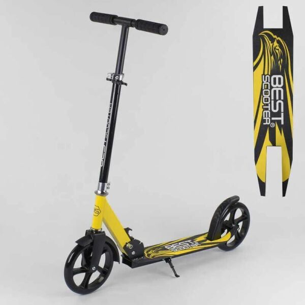 

Самокат двухколесный "Best Scooter" 38318 ЖЕЛТЫЙ цветные колеса PU - 20 с, зажим руля длина доски 53 см