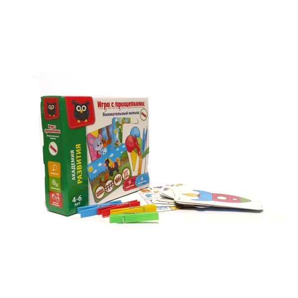 

Развивающая игра с прищепками, набор из 14 предметов, Vladi Toys, Внимательный Малыш.