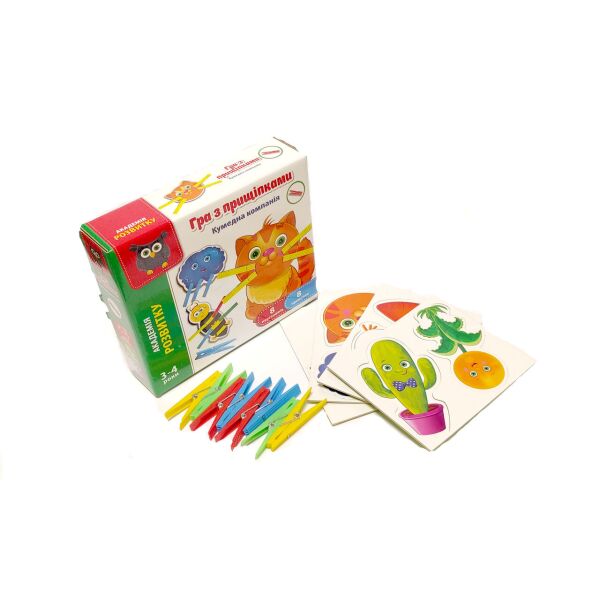 

Развивающая игра с прищепками, набор из 16 предметов, Vladi Toys, Смешная Компания.