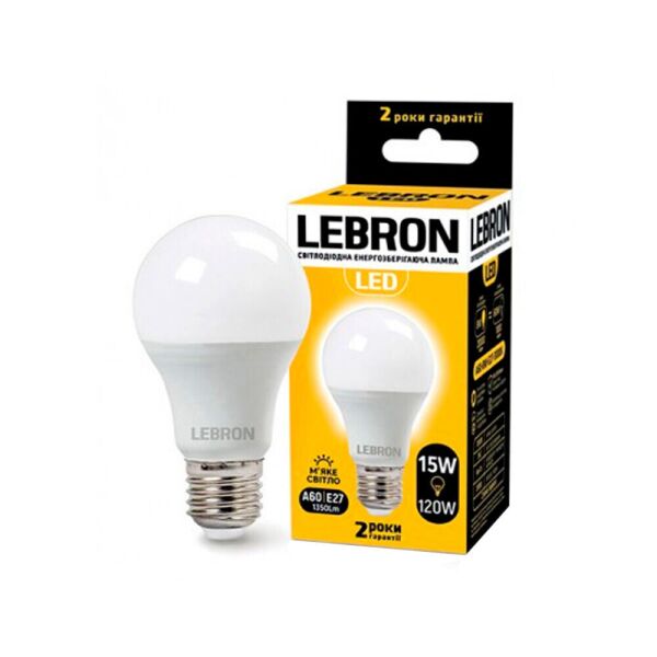 

Лампочка светодиодная Lebron L-A65 Е27, 15W LED, 1350Lm, 3000К