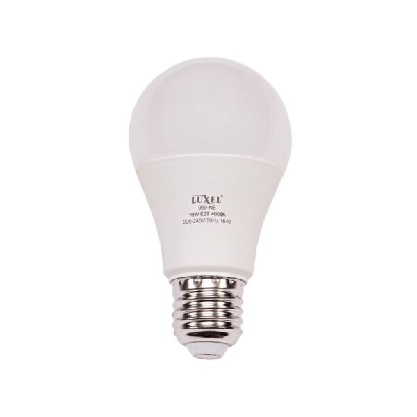 

Лампочка светодиодная Luxel A60, E27, 10W, LED, 820Lm, 4000K