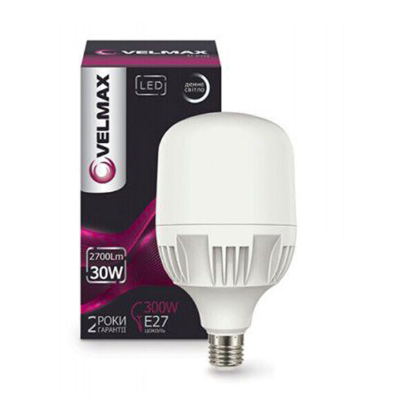 

Промышленная LED лампа Velmax, E27, 30W, 2700Lm, 64500K