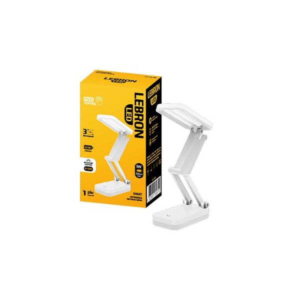 

Лампа светодиодная настольная LEBRON L-TL-L, 5W LED, 4100К, белая, с блоком питания