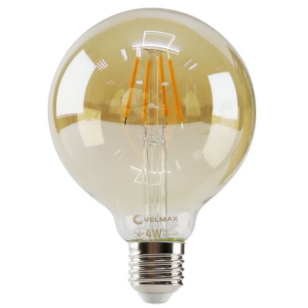 

Лампа филаментная светодиодная VELMAX E27, 4W, LED, 400Lm, 2200К