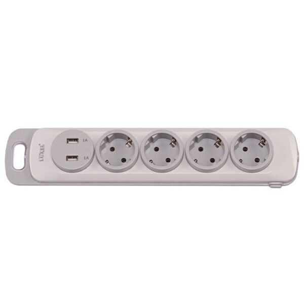 

Колодка Luxel Nota 4 розетки с заземлением и выключателем 2 USB