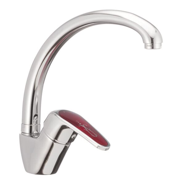 

Смеситель для кухни MAGIC 011 с красной ручкой HB0699 Haiba Стальной (1264612939)