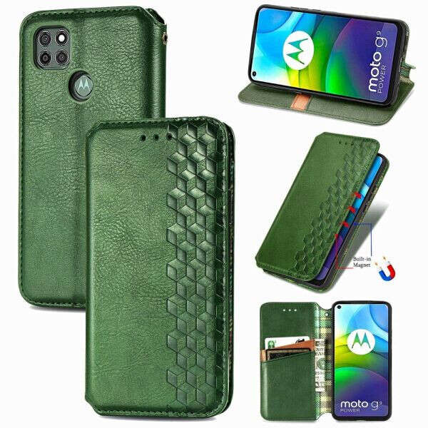 

Чехол Deexe Rhombus Wallet для Motorola Moto G9 Power - Green