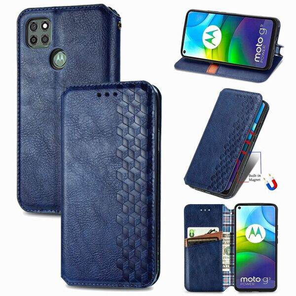 

Чехол Deexe Rhombus Wallet для Motorola Moto G9 Power - Blue