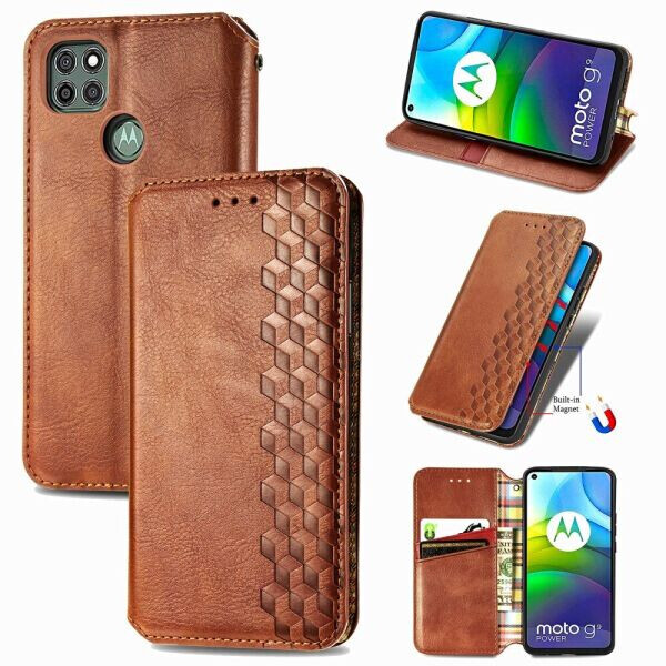 

Чехол Deexe Rhombus Wallet для Motorola Moto G9 Power - Brown