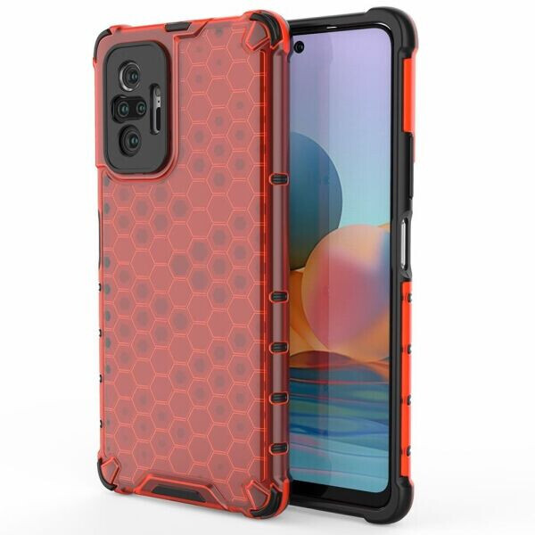 

Защитный чехол Deexe Honeycomb Series для Xiaomi Redmi Note 10 Pro - Red