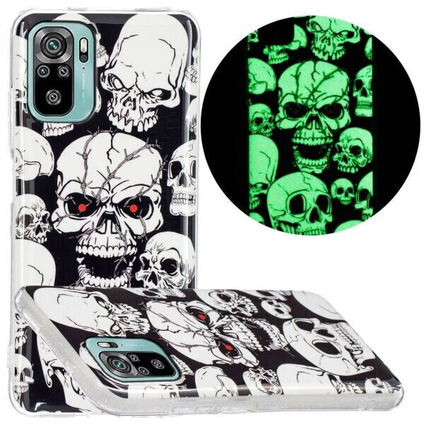 

Силиконовый (TPU) чехол Deexe LumiCase для Xiaomi Redmi Note 10 / Note 10s - Skull