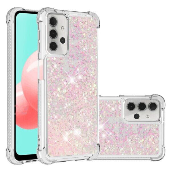 

Силиконовый (TPU) чехол Deexe Liquid Glitter для Samsung Galaxy A32 5G (А326) - Pink Stars