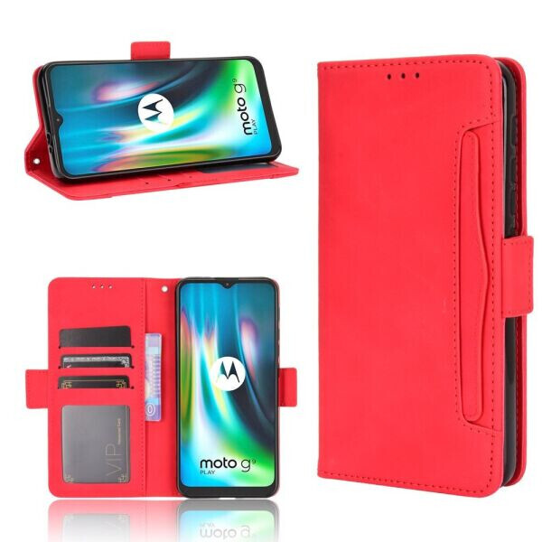 

Чехол Deexe Wallet Stand для Motorola Moto E7 Plus / Moto G9 Play - Red