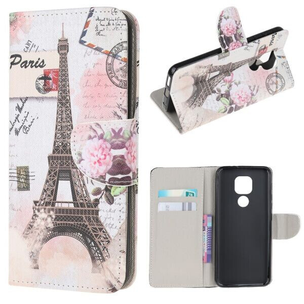 

Чехол-книжка Deexe Color Wallet для Motorola Moto E7 Plus / Moto G9 Play - Eiffel Tower