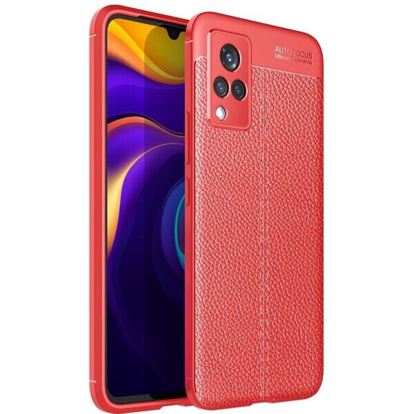 

Защитный чехол Deexe Leather Cover для VIVO V21 - Red