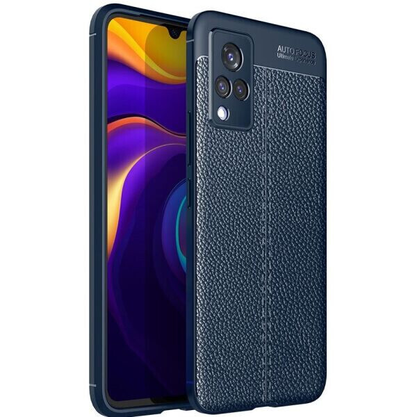 

Защитный чехол Deexe Leather Cover для VIVO V21 - Blue