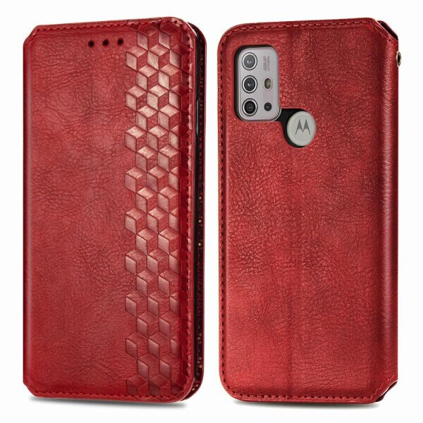 

Чехол Deexe Rhombus Wallet для Motorola Moto G10 / Moto G20 / Moto G30 - Red