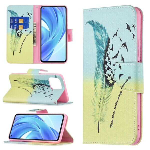 

Чехол-книжка Deexe Color Wallet для Xiaomi Mi 11 Lite - Feather Pattern