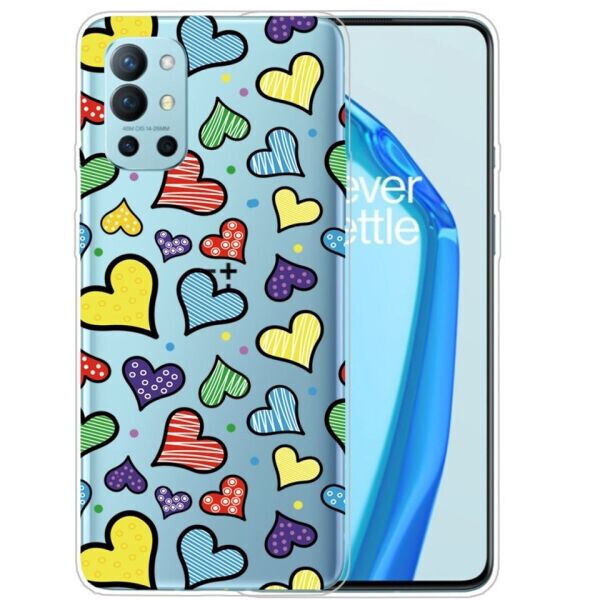 

Силиконовый (TPU) чехол Deexe Pretty Glossy для OnePlus 9R - Colorful Hearts