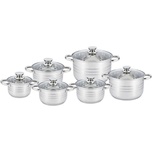 

Набор нержавеющих кастрюль с крышками UNIQUE UN-5035 2.1 2.9 2.9 3.9 5.1 6.5 л 6 шт серебряный