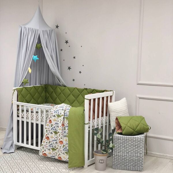 

Комплект детского постельного Baby Mix Дино олива стандарт 0291464