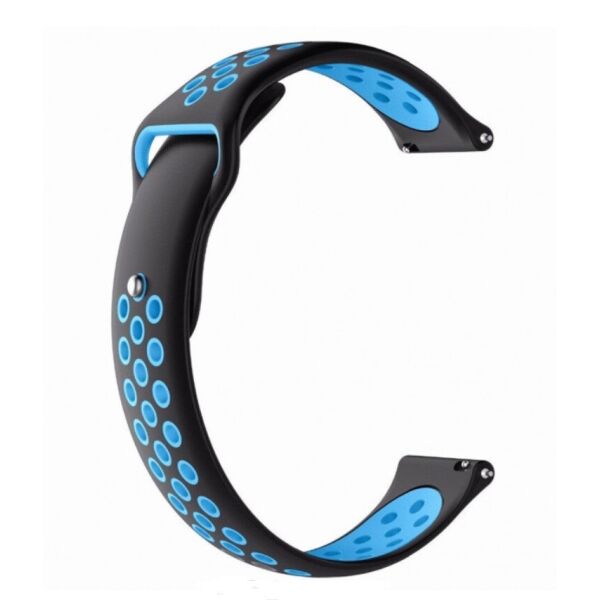 

Ремешок для Samsung Galaxy Watch 42 | 3 41mm | Active | Active 2 силиконовый 20мм перфорированный Черно-Голубой BeWatch (1010119)