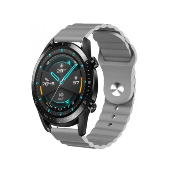 Акция на Ремешок для Mobvoi TicWatch Pro 3 | Huawei Watch GT 2 46mm | GT 2 Pro/Е силиконовый 22мм Wave Серый BeWatch (1020704) от Allo UA