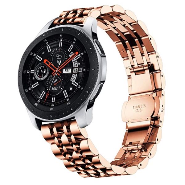 Акція на Браслет для Samsung Galaxy Watch 46 мм | Galaxy Watch 3 45 mm | Gear S3 Ремешок 22мм Link стальной Розовое Золото BeWatch (1022438) від Allo UA