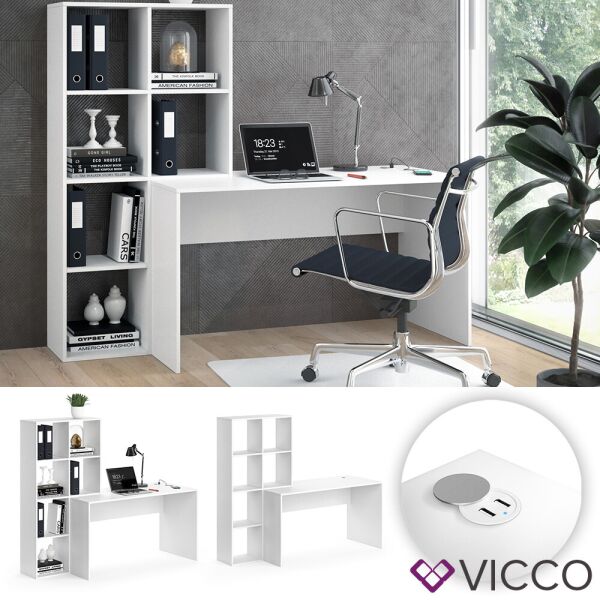 

Письменный стол с USB зарядкой 167x143 Vicco Mara, белый